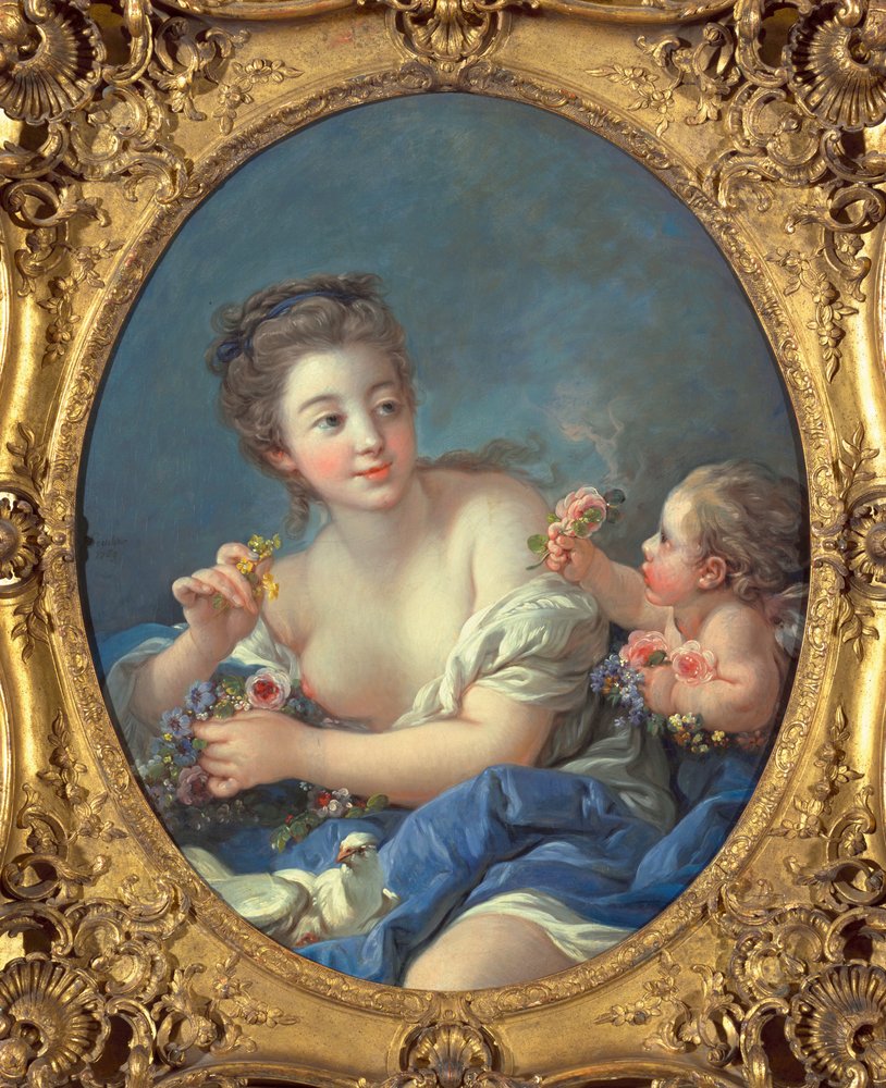 ブロンツィーノ、【ビーナスとキューピッドの寓喩】、希少画集画、新品高級額 Franois Boucher - Venus and